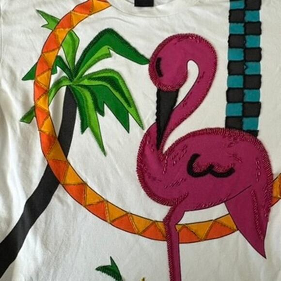 Vintage IB Diffusion Flamingo Tee 80s Tropical Size M 1992 - Picture 3 of 4